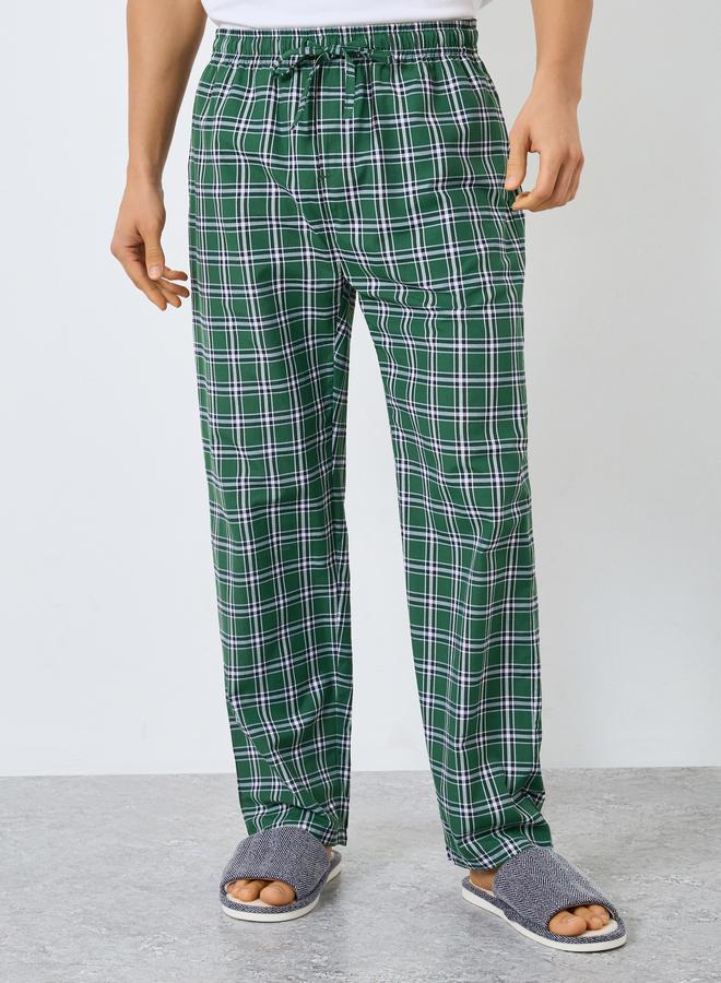 Styli Men Green Checkered Relaxed Fit Pyjama - Image 1